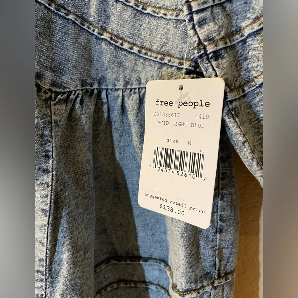 Free People Light Blue Denim Blouse